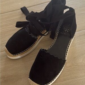 Vince Camuto Black Espadrille Wrap Shoes